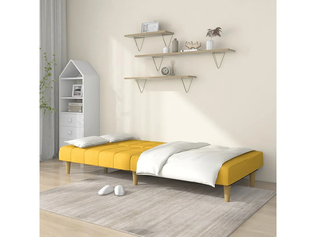 Canapé convertible à 2 places jaune tissu REO75821