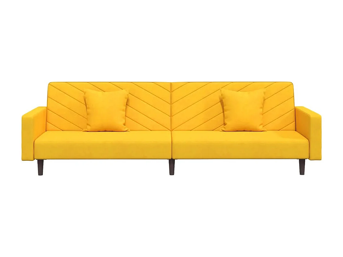 Sofá cama de 2 plazas con dos almohadas terciopelo amarillo PWFG72208