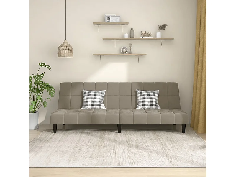 Canapé convertible à 2 places gris clair velours REO74687