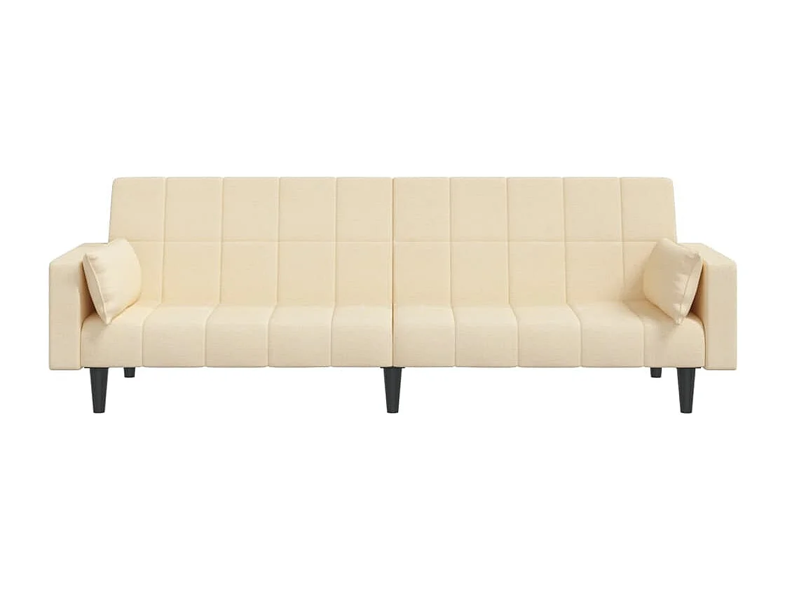Canapé convertible à 2 places avec deux oreillers crème tissu REO75998