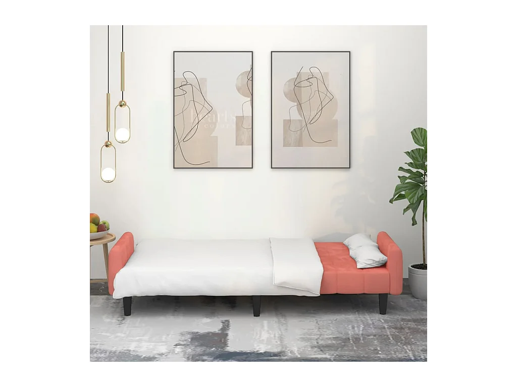 Canapé convertible à 2 places rose velours REO36022