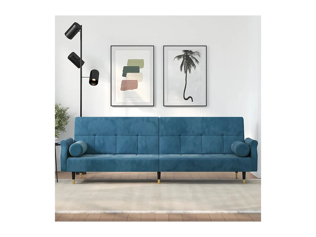 Slaapbank met kussens fluweel blauw NL885187