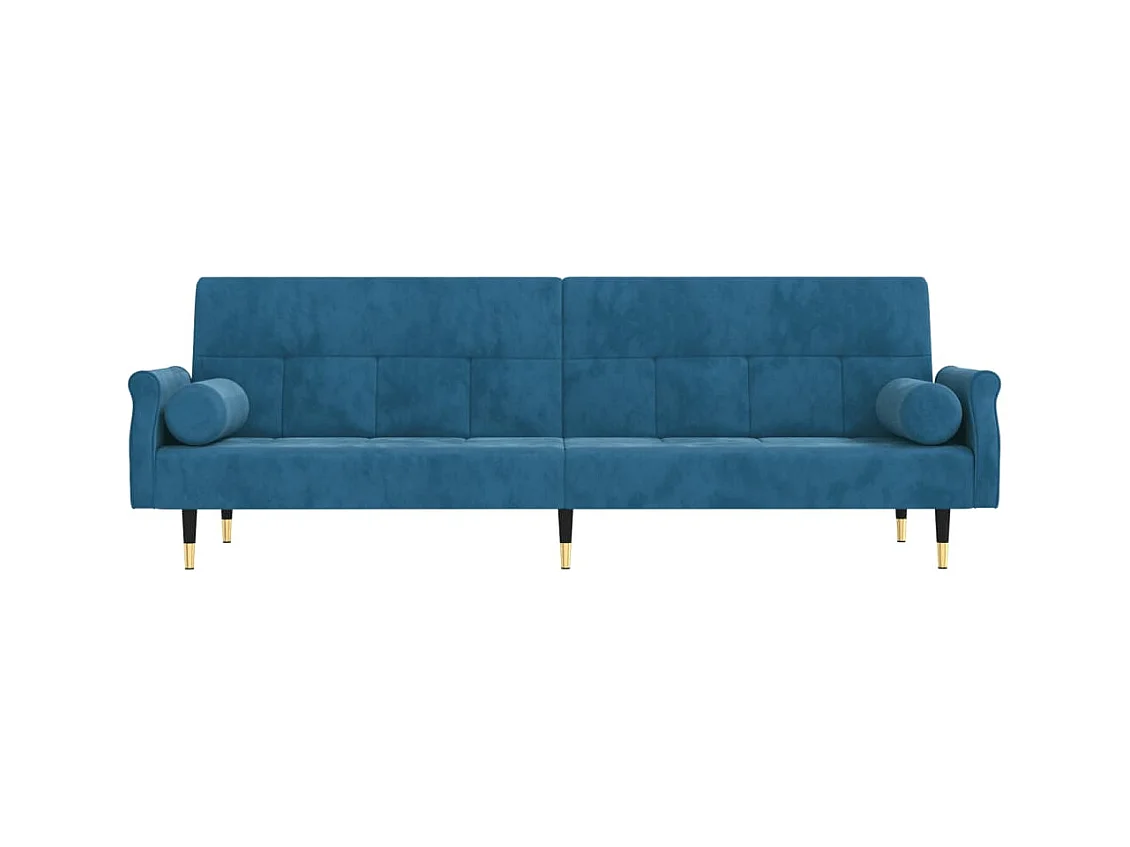 Canapé convertible avec coussins bleu velours REO48708
