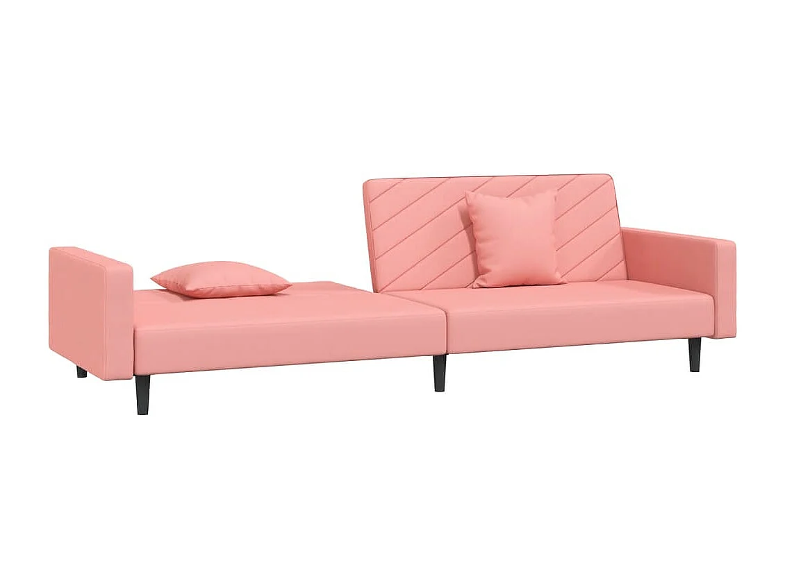 Sofá cama de 2 plazas con dos almohadas terciopelo rosa PWFG90524