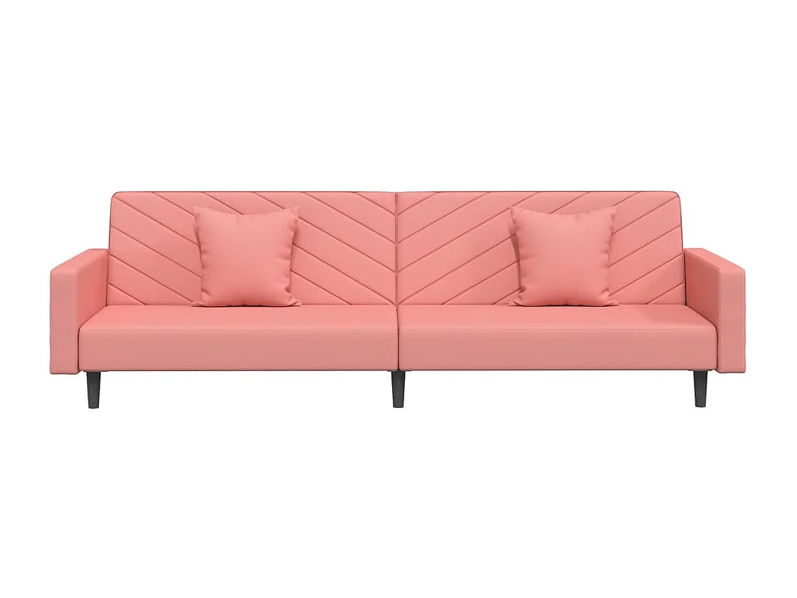 Sofá cama de 2 plazas con dos almohadas terciopelo rosa PWFG90524