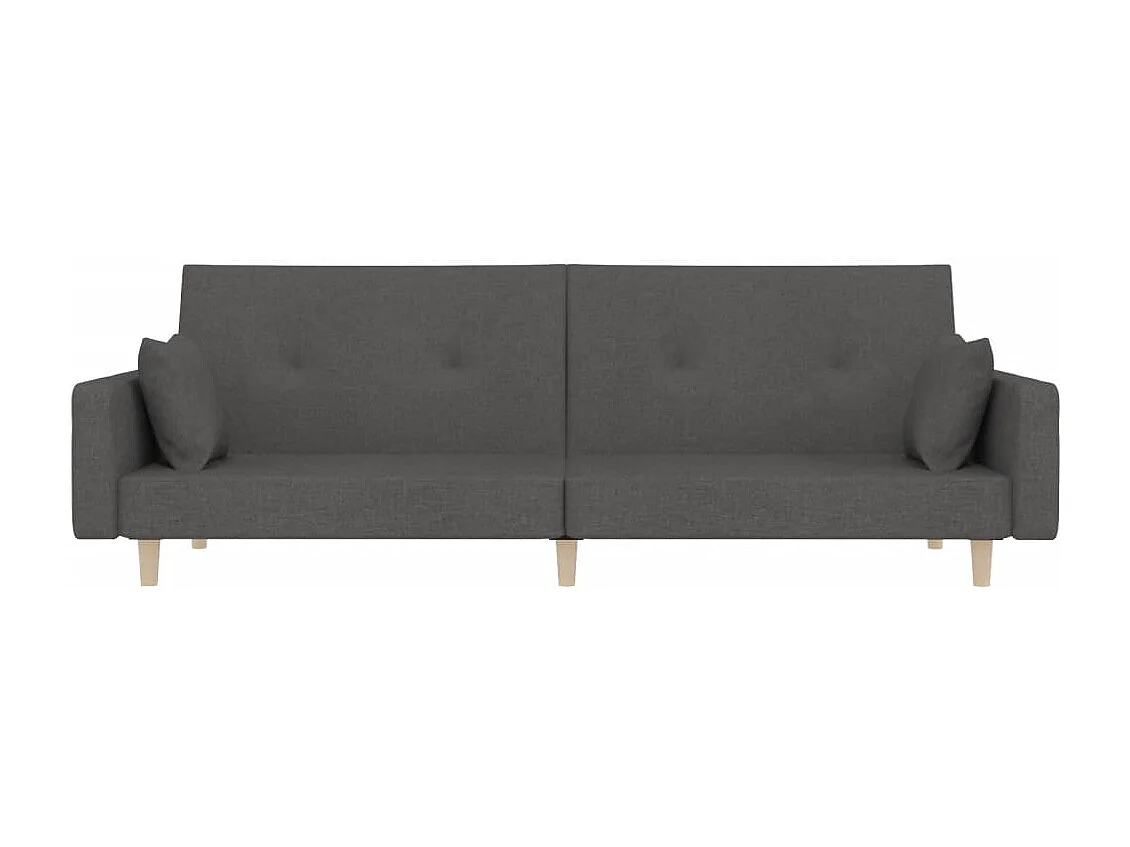 Sofá cama de 2 plazas con dos almohadas tela gris oscuro PWFG26634