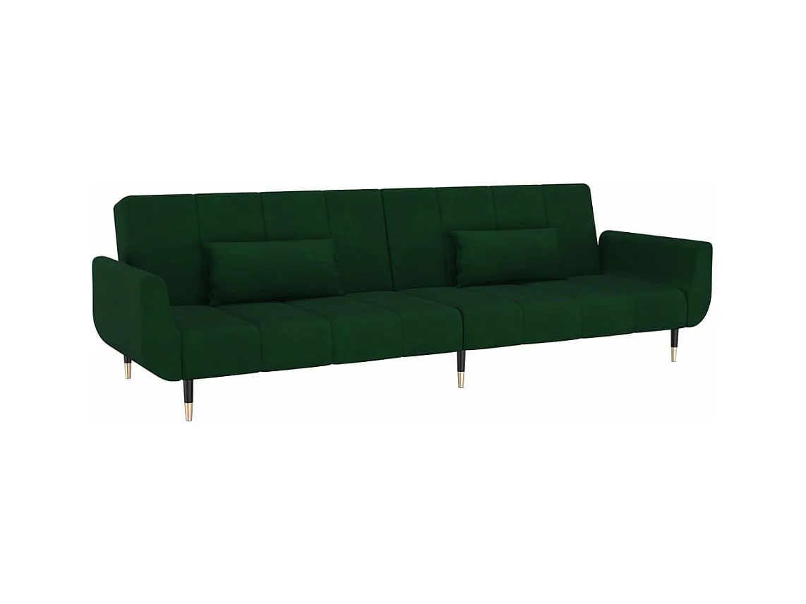 Sofá cama de 2 plazas con dos cojines terciopelo verde oscuro PWFG79769