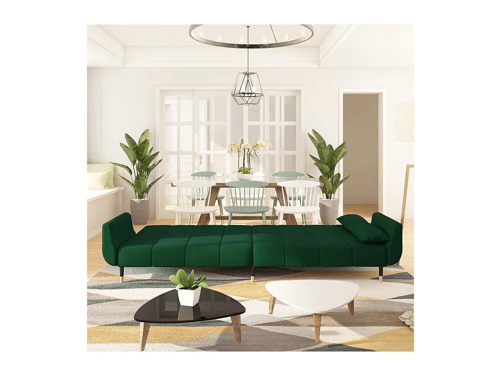 Sofá cama de 2 plazas con dos cojines terciopelo verde oscuro PWFG79769