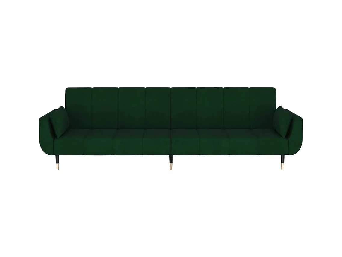 Sofá cama de 2 plazas con dos cojines terciopelo verde oscuro PWFG79769
