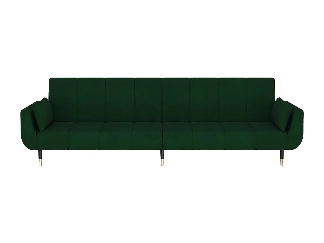 Canapé convertible à 2 places avec deux oreillers Vert foncé Velours REO39362