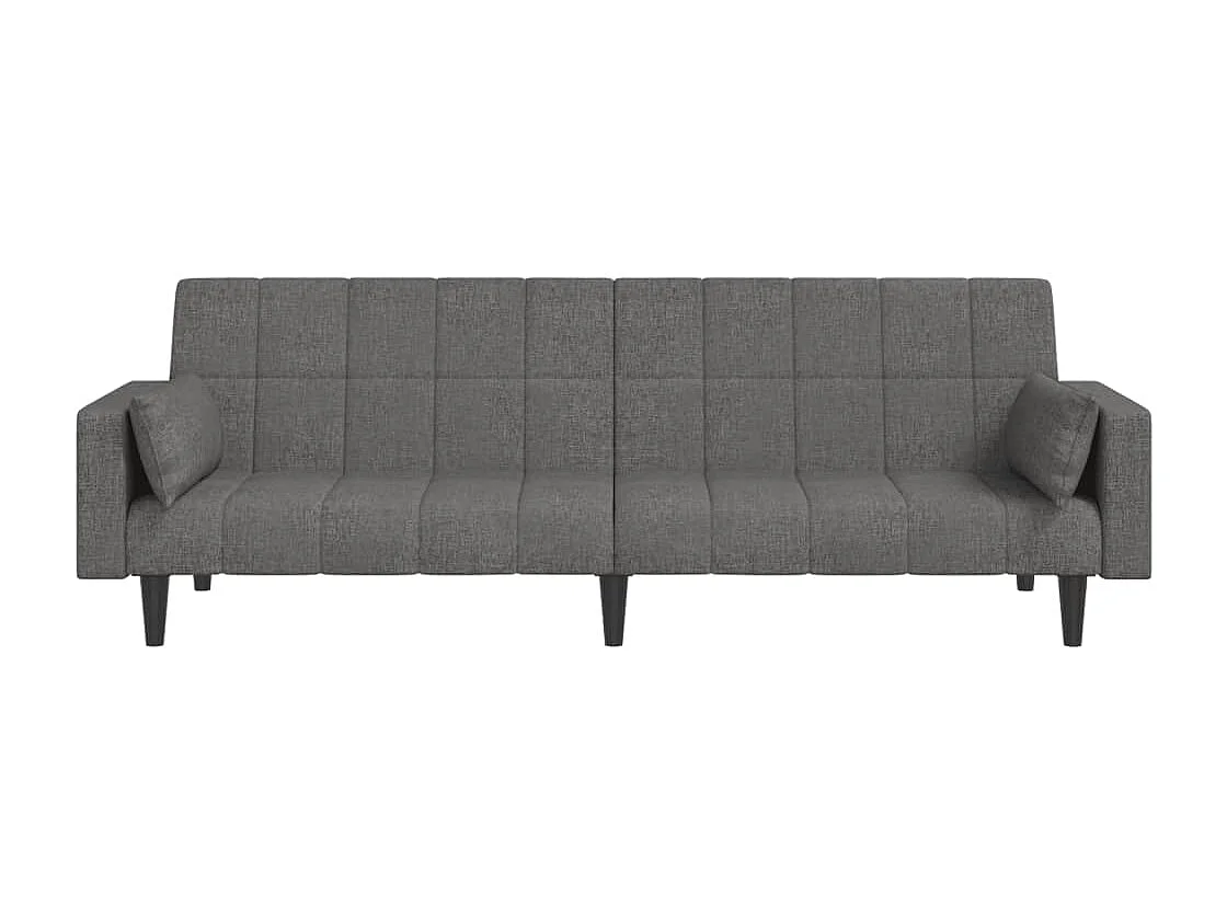Canapé convertible à 2 places avec deux oreillers gris clair tissu REO26628