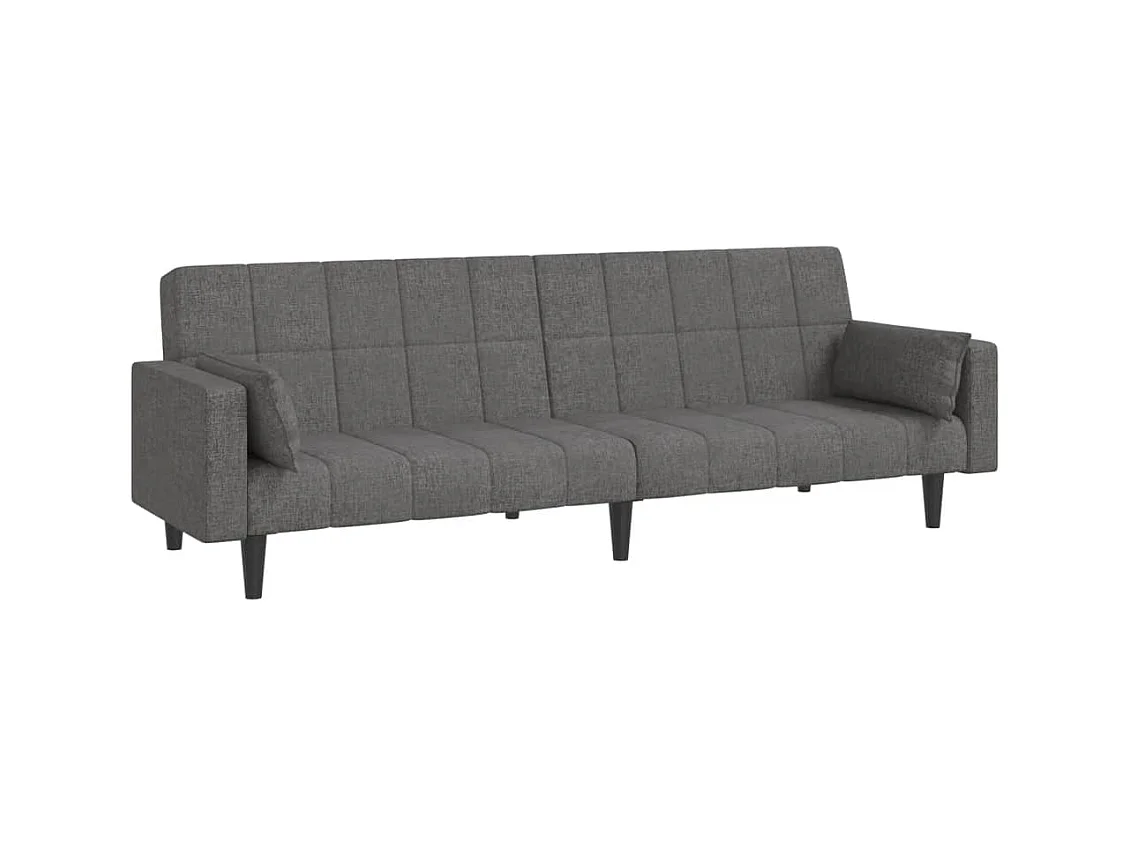 Canapé convertible à 2 places avec deux oreillers gris clair tissu REO26628