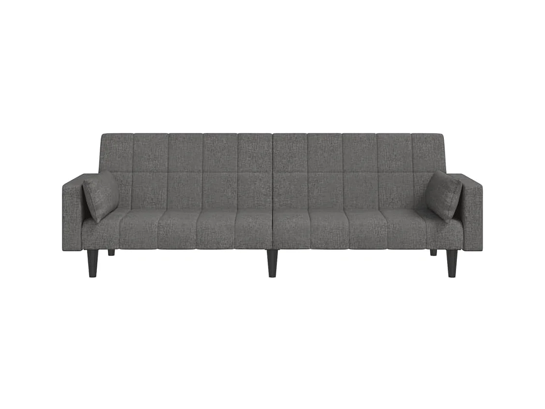 Canapé convertible à 2 places avec deux oreillers gris clair tissu REO26628