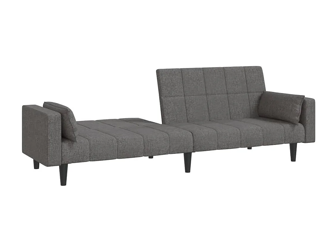 Sofá-cama 2 lugares com duas almofadas tecido cinzento-claro PT254435