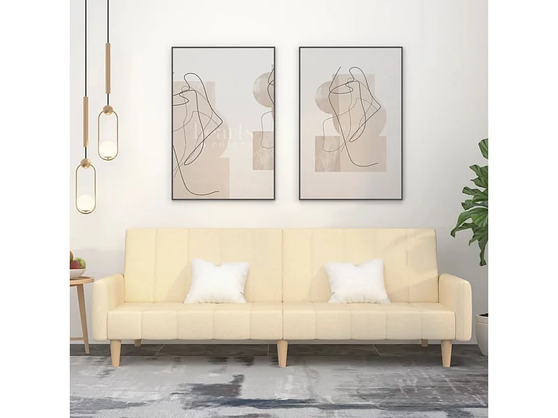 Canapé convertible à 2 places crème tissu REO82332