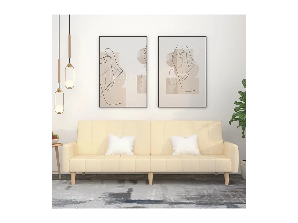 Canapé convertible à 2 places crème tissu REO82332