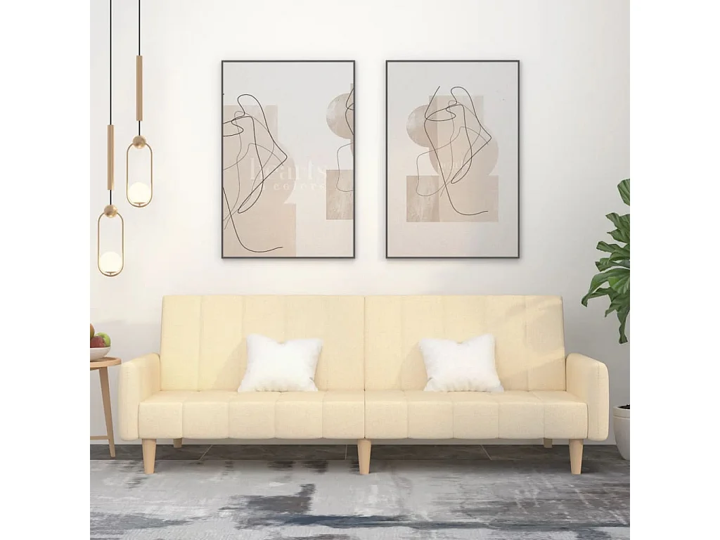 Canapé convertible à 2 places crème tissu REO82332