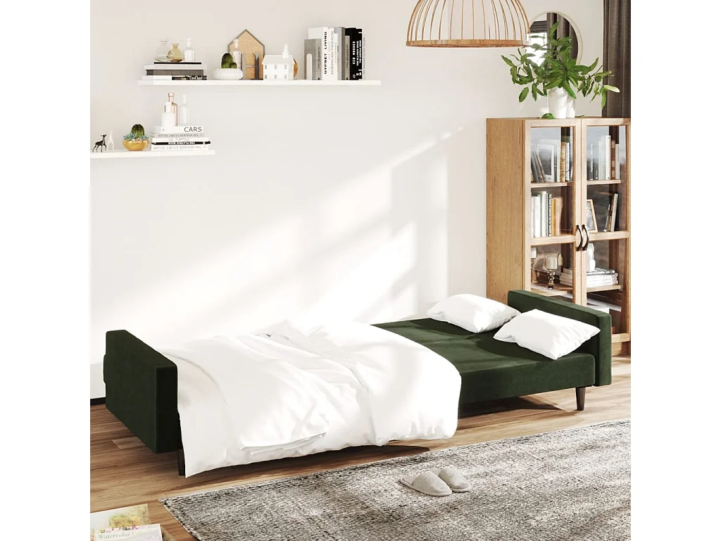 Canapé convertible à 2 places vert foncé velours REO22066