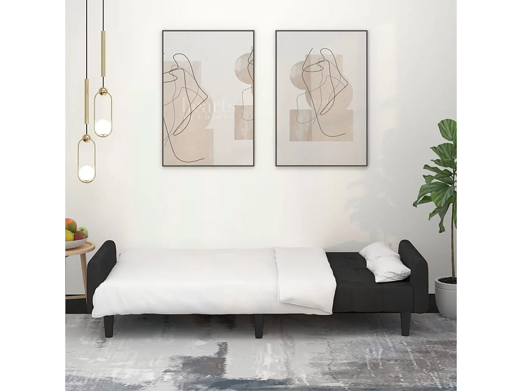 Sofá-cama de 2 lugares veludo preto PT895171