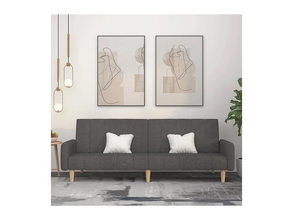 Canapé convertible à 2 places gris foncé tissu REO77288