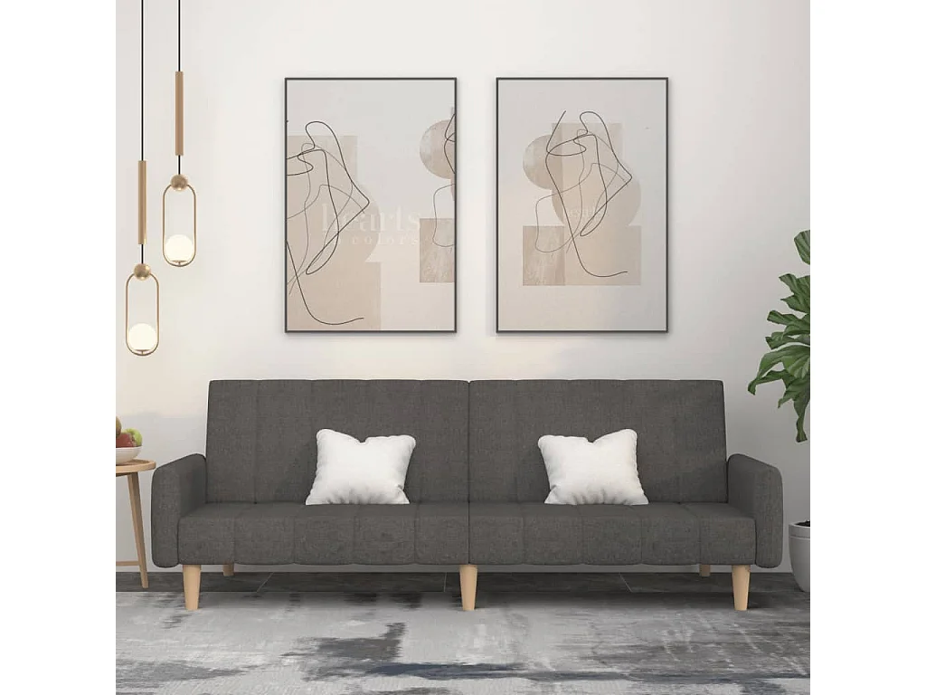 Canapé convertible à 2 places gris foncé tissu REO77288