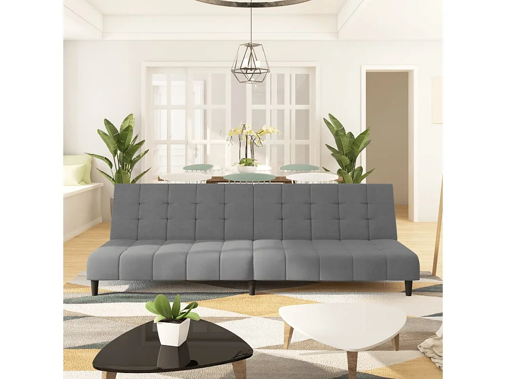 Sofá cama de 2 plazas terciopelo gris claro PWFG86548