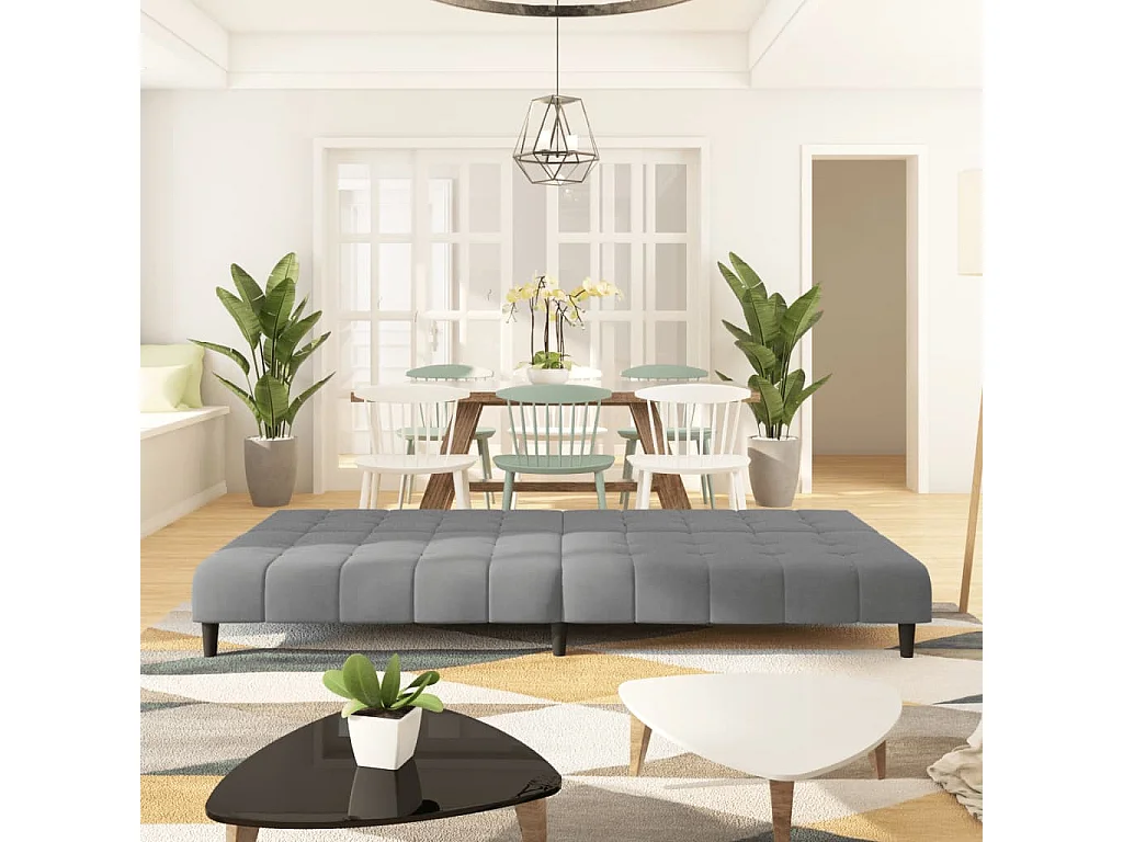 Sofá cama de 2 plazas terciopelo gris claro PWFG86548