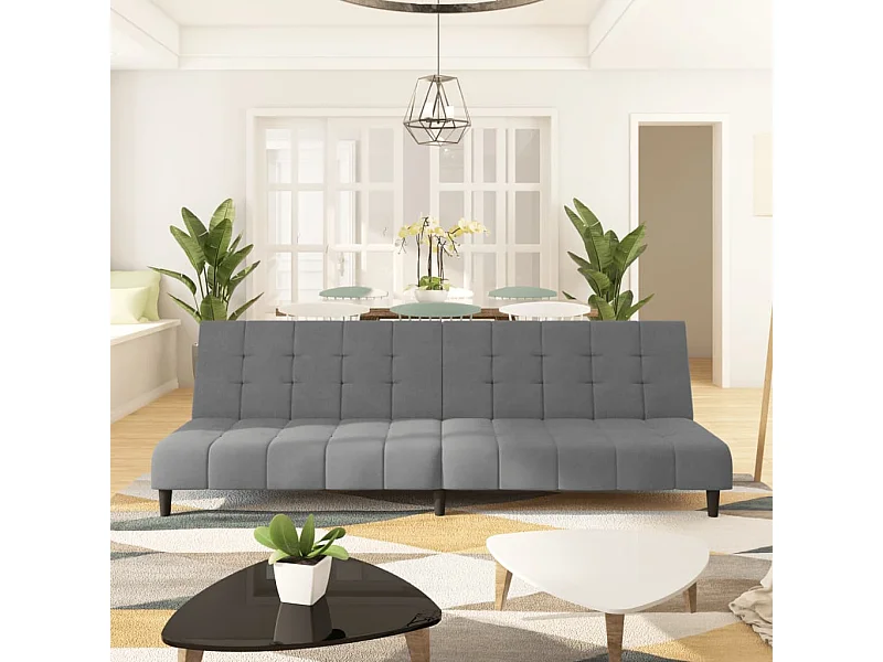 Canapé convertible à 2 places gris clair velours REO62818