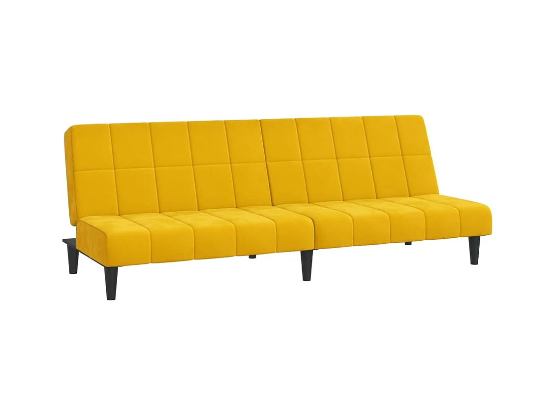 Canapé convertible 2 places jaune velours REO49449