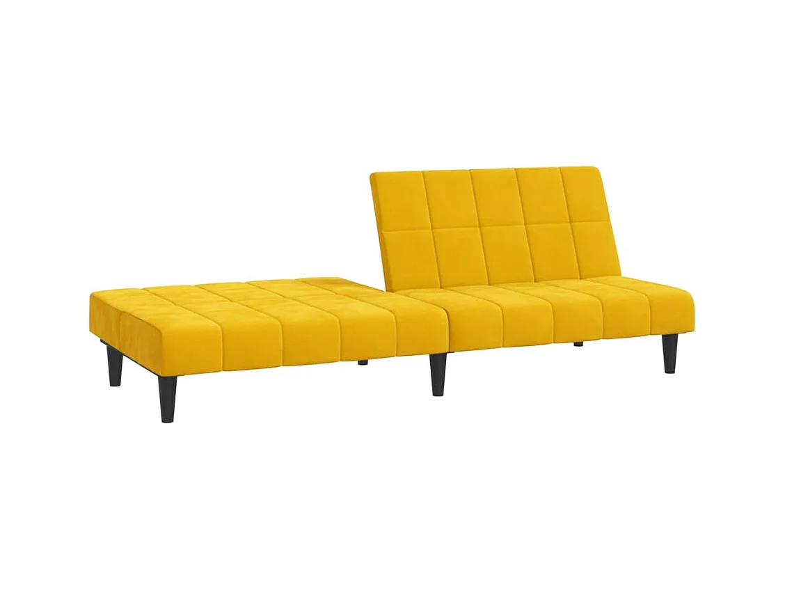 Canapé convertible 2 places jaune velours REO49449