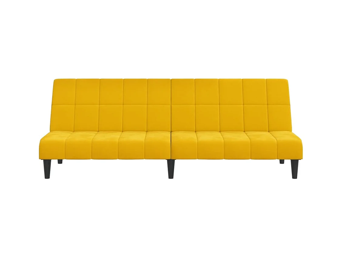 Canapé convertible 2 places jaune velours REO49449