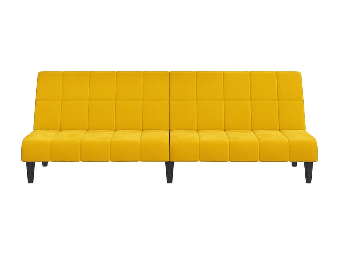 Canapé convertible 2 places jaune velours REO49449