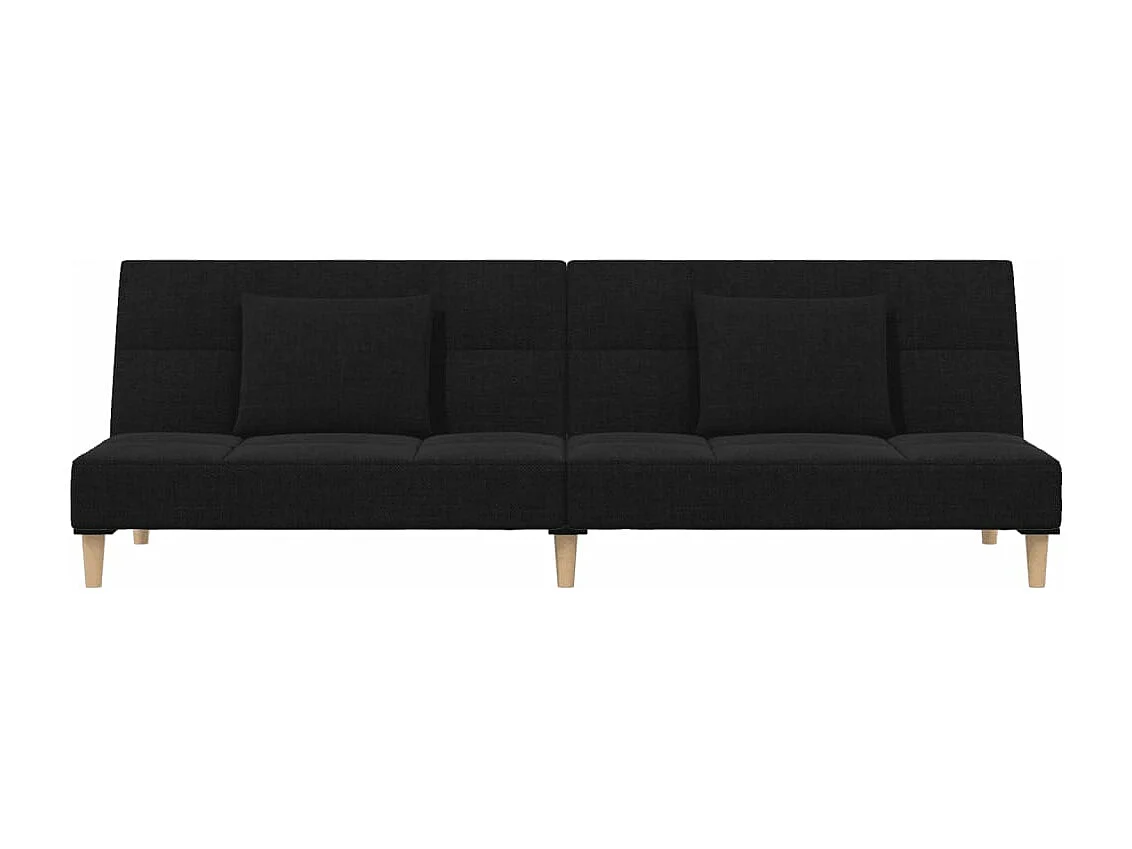 Canapé convertible à 2 places avec deux oreillers noir tissu REO33610