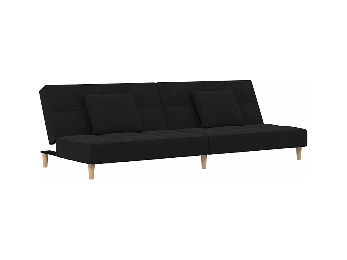 Canapé convertible à 2 places avec deux oreillers noir tissu REO33610