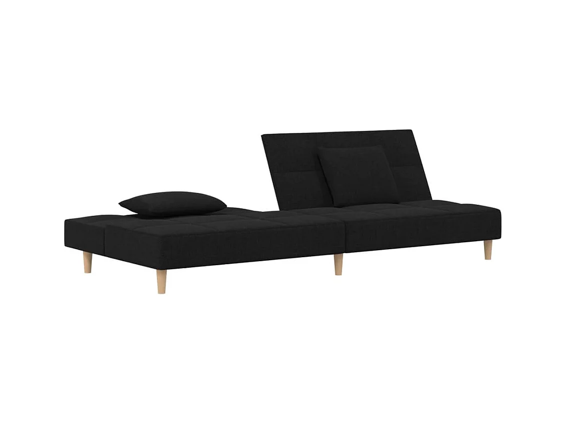 Canapé convertible à 2 places avec deux oreillers noir tissu REO33610