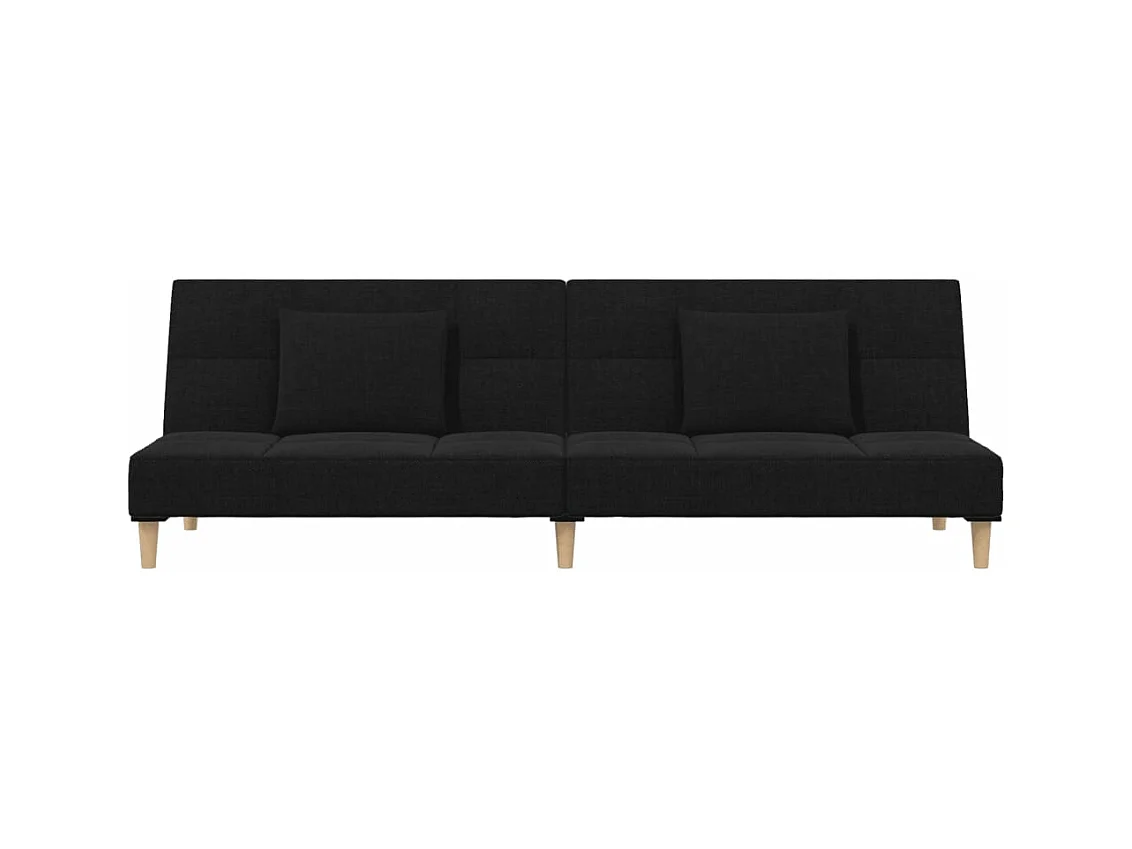 Canapé convertible à 2 places avec deux oreillers noir tissu REO33610