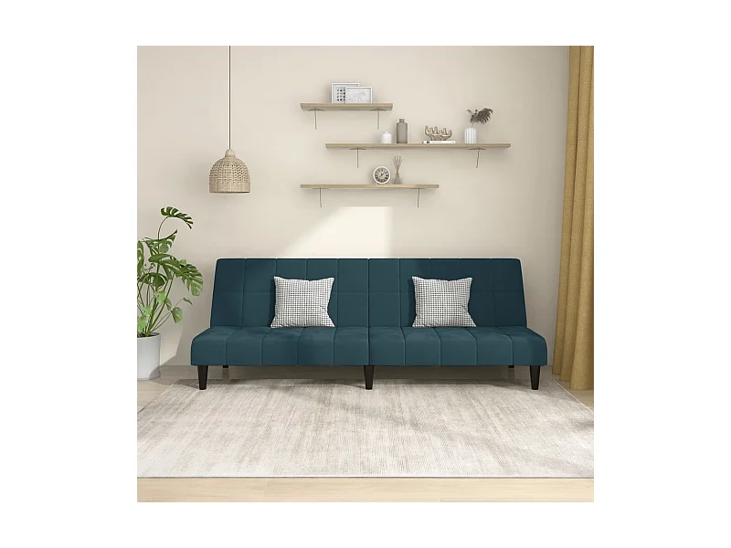Canapé convertible à 2 places Bleu Velours REO87232