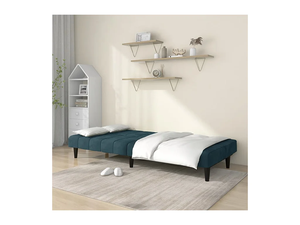 Canapé convertible à 2 places Bleu Velours REO87232