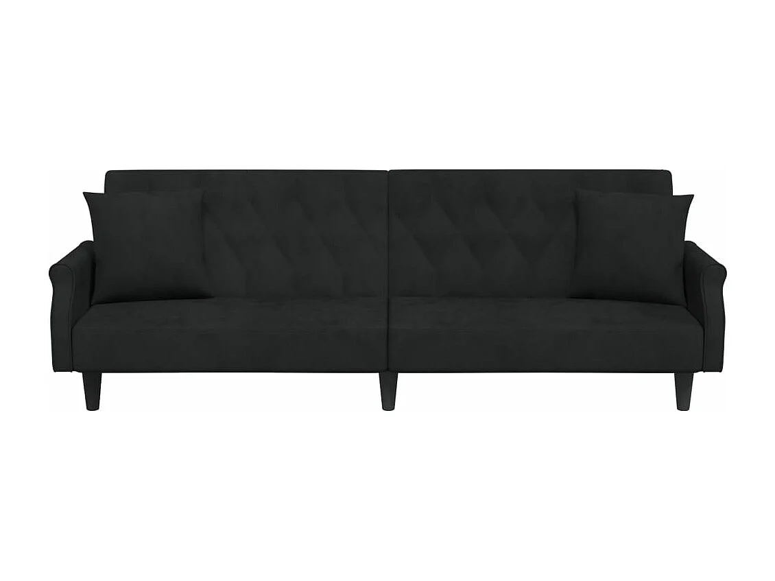 Sofá-cama com apoio de braços veludo preto PT188756