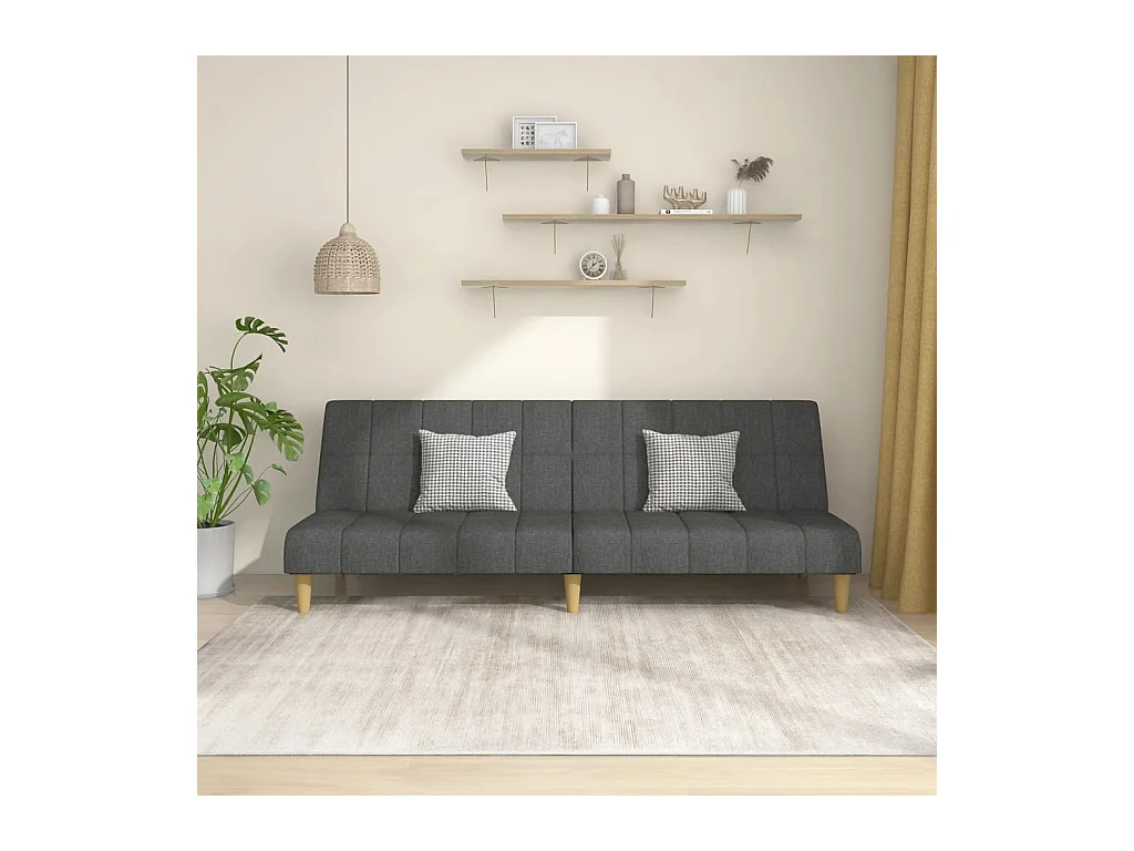 Canapé convertible à 2 places gris foncé tissu REO63492