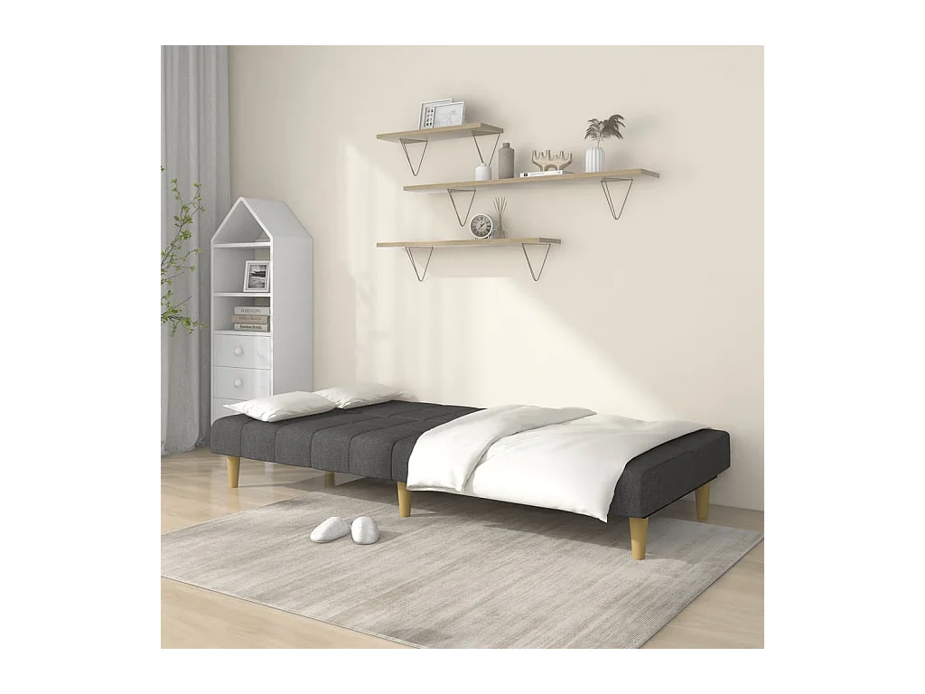 Canapé convertible à 2 places gris foncé tissu REO63492