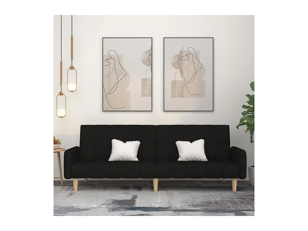 Canapé convertible à 2 places noir tissu REO71200