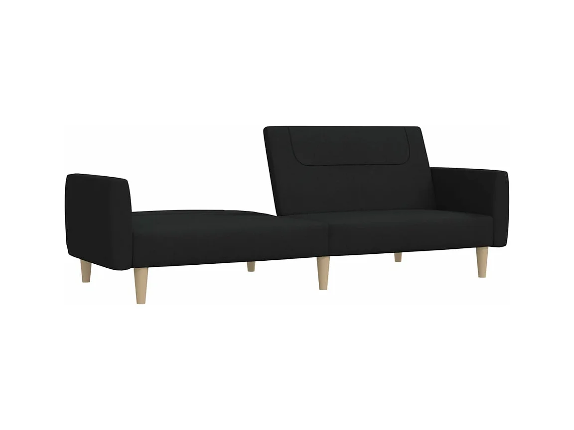 Canapé convertible à 2 places noir tissu REO11891