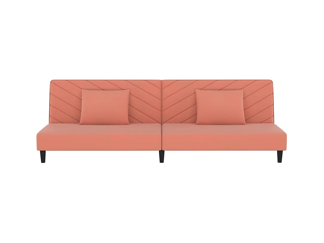 Canapé convertible à 2 places avec deux oreillers Rose Velours REO30720