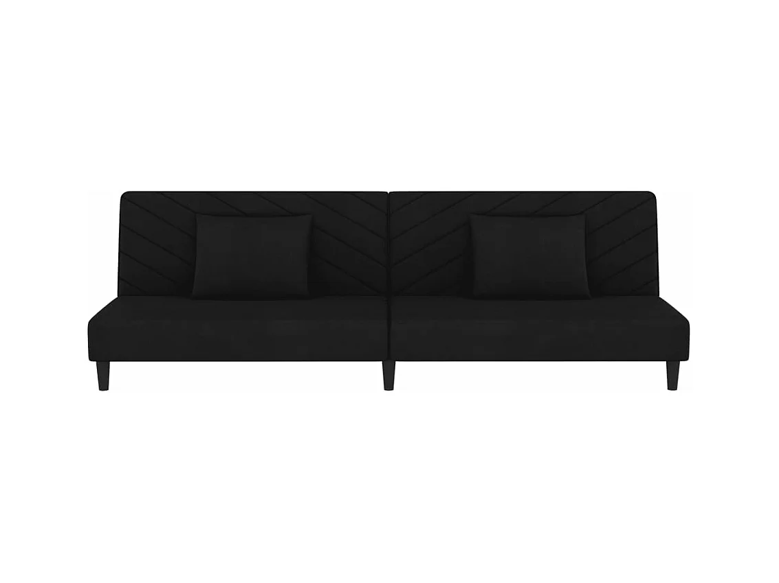 Sofá cama de 2 plazas con dos almohadas terciopelo negro PWFG75425