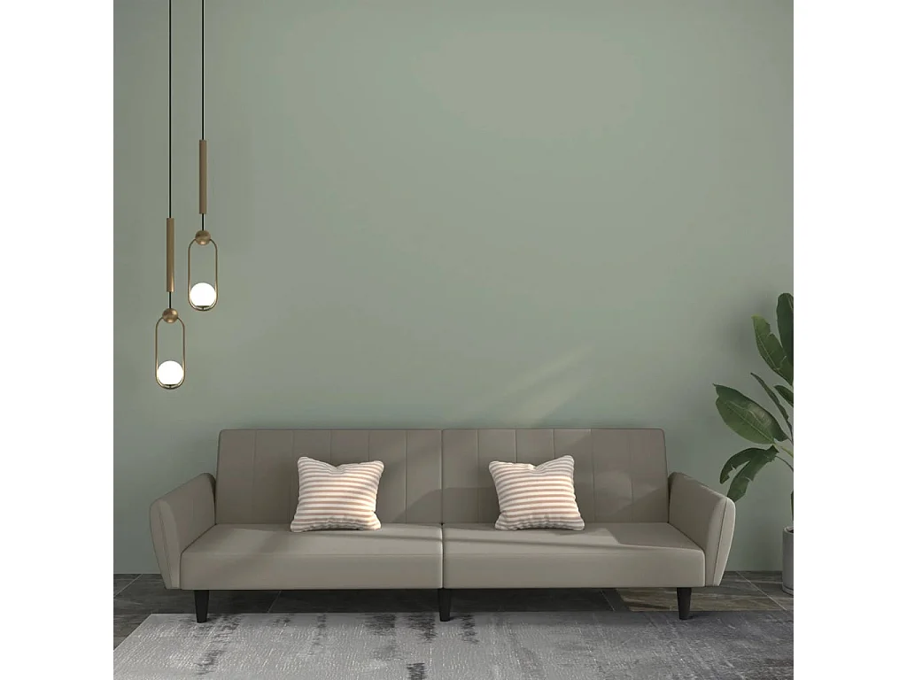 Canapé convertible à 2 places gris clair velours REO34067