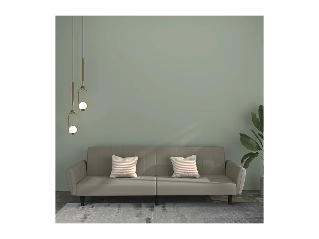 Canapé convertible à 2 places gris clair velours REO34067
