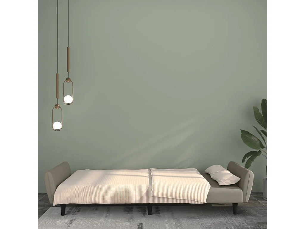 Sofá-cama de 2 lugares veludo cinzento-claro PT226566