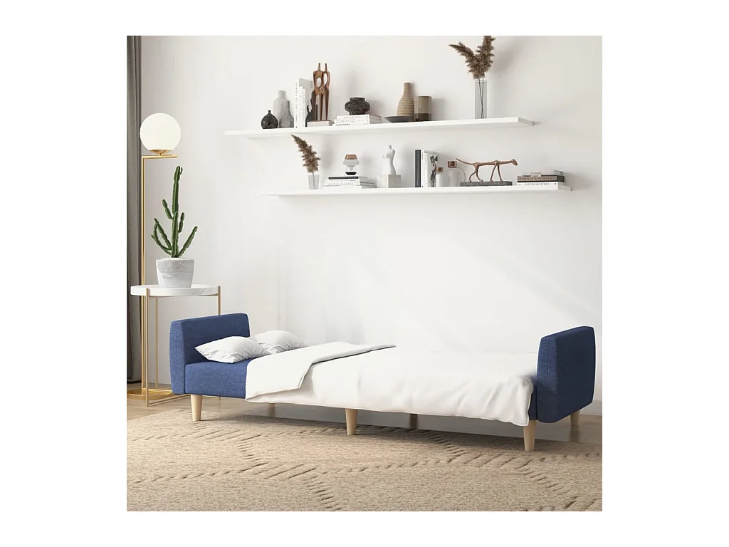 Sofá-cama de 2 lugares tecido azul PT471163