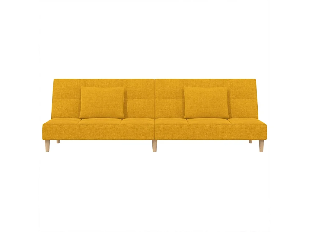 Canapé convertible à 2 places avec deux oreillers jaune tissu REO31695